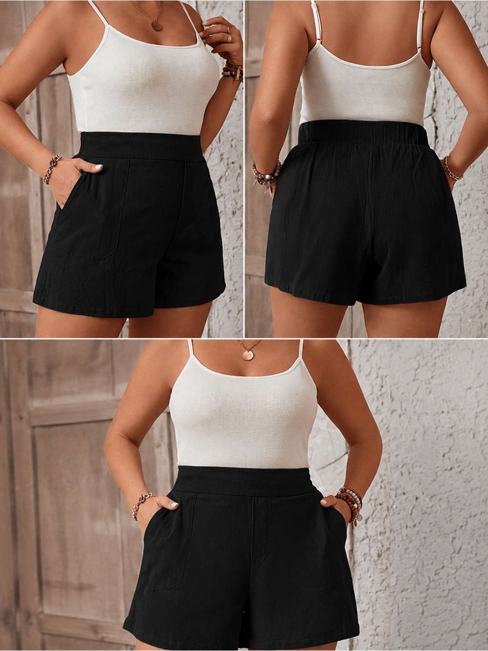 Women’s High-Waist Black Casual Shorts